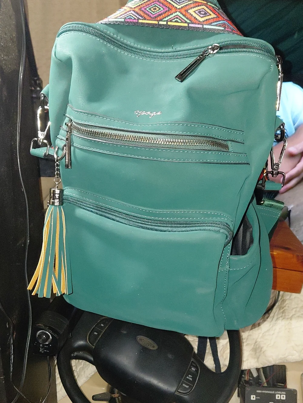 Teal Women’s Backpack Purse with Tassel